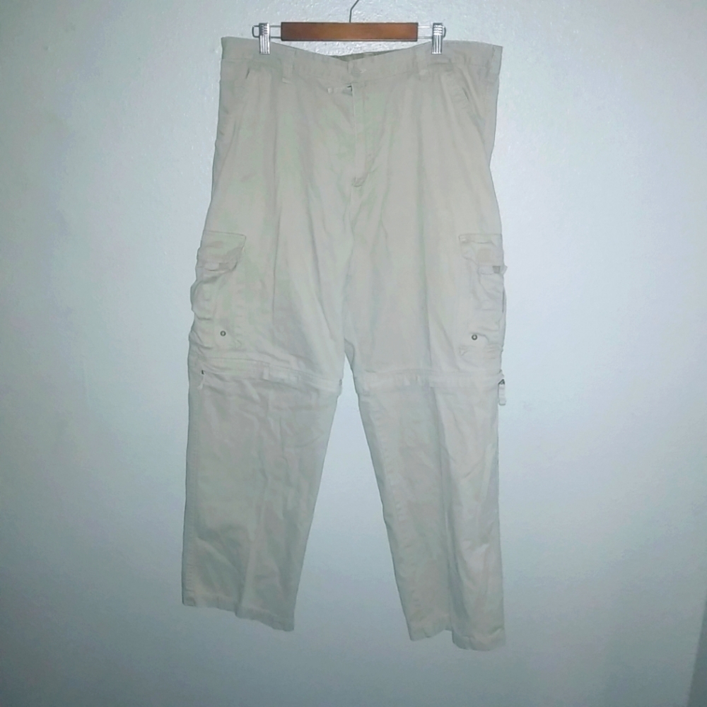Plugg 36x32 Mens Convertible to Shorts Cargo Khaki Pants